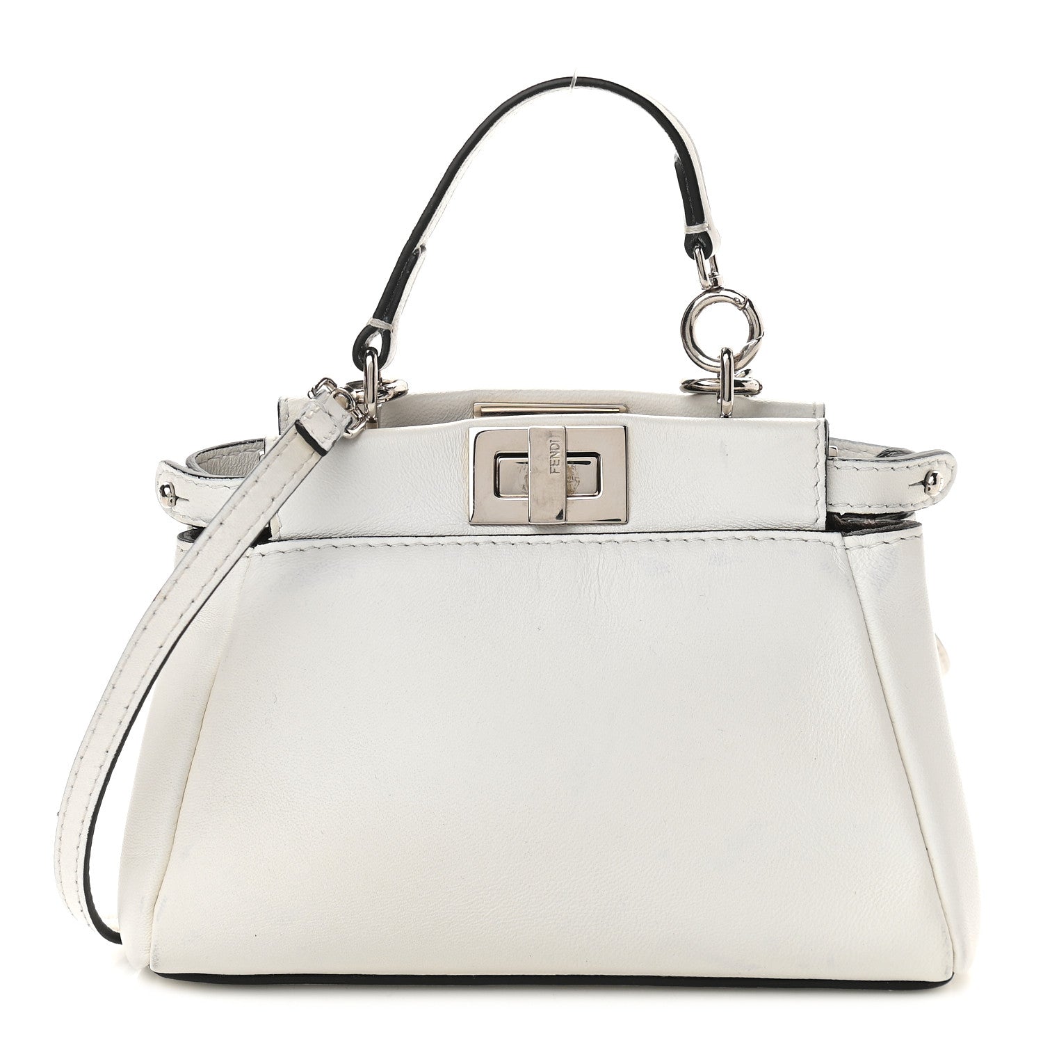 Fendi Shiny Nappa Micro Peekaboo Iconic Satchel White 1 of 11