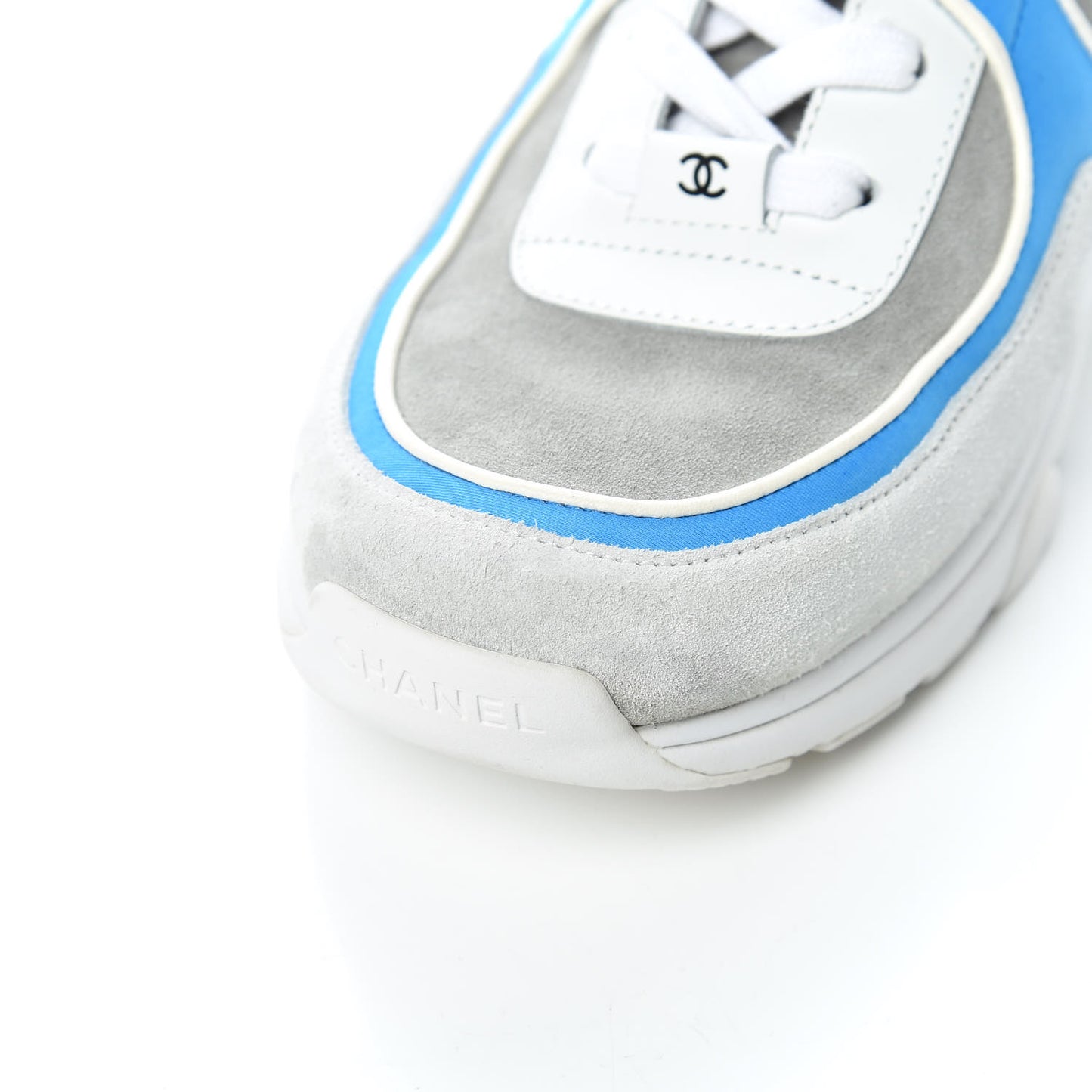 Suede Calfskin Mens CC Sneakers 43 White Grey Blue
