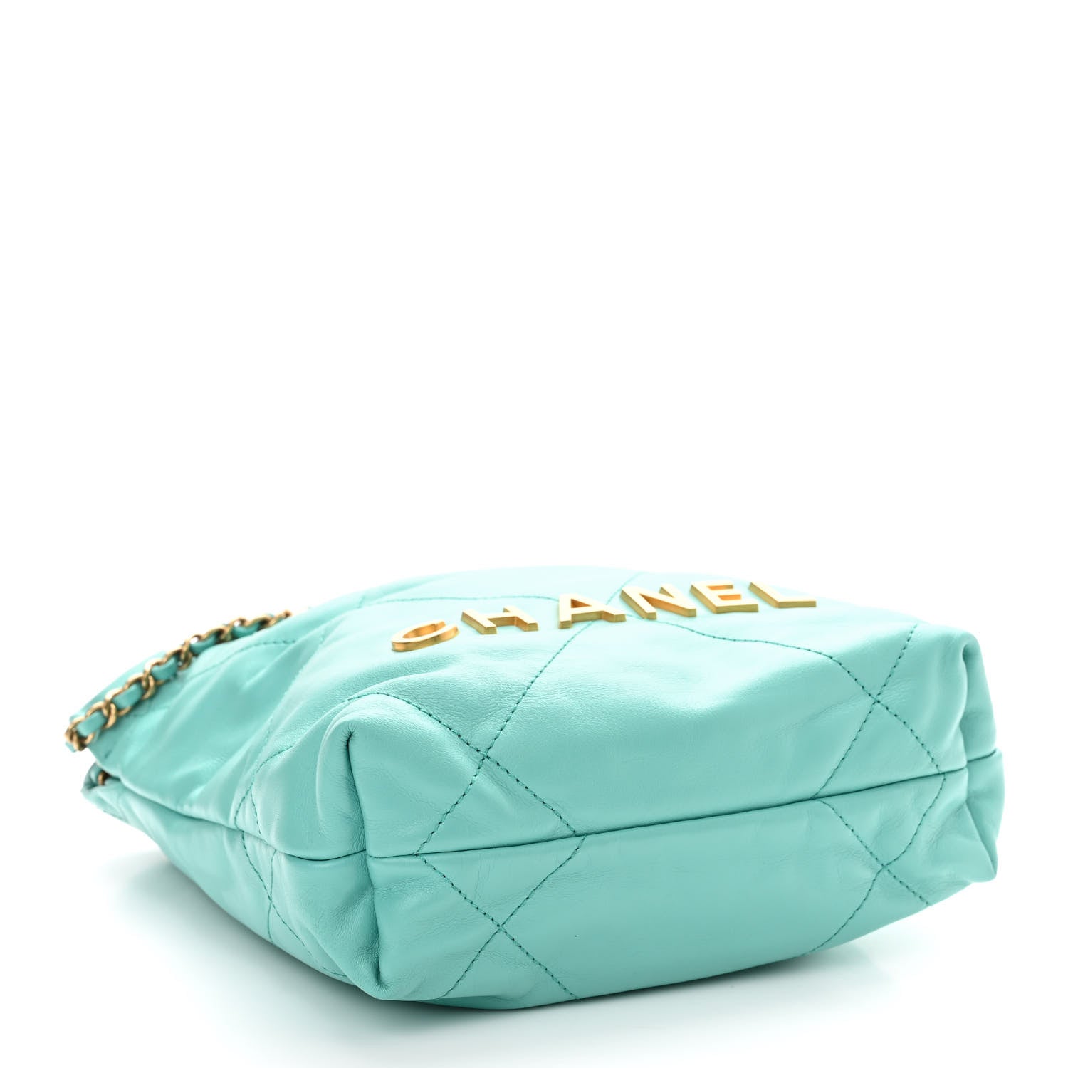 Chanel Shiny Calfskin Quilted Mini Chanel 22 Turquoise 3 of 9