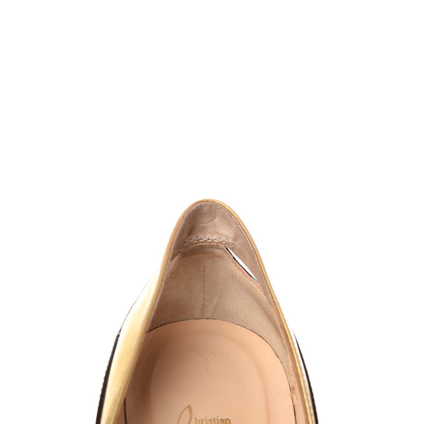 Patent Metallic Calfskin Duvette Cutout 120 Pumps 36.5 Black Gold