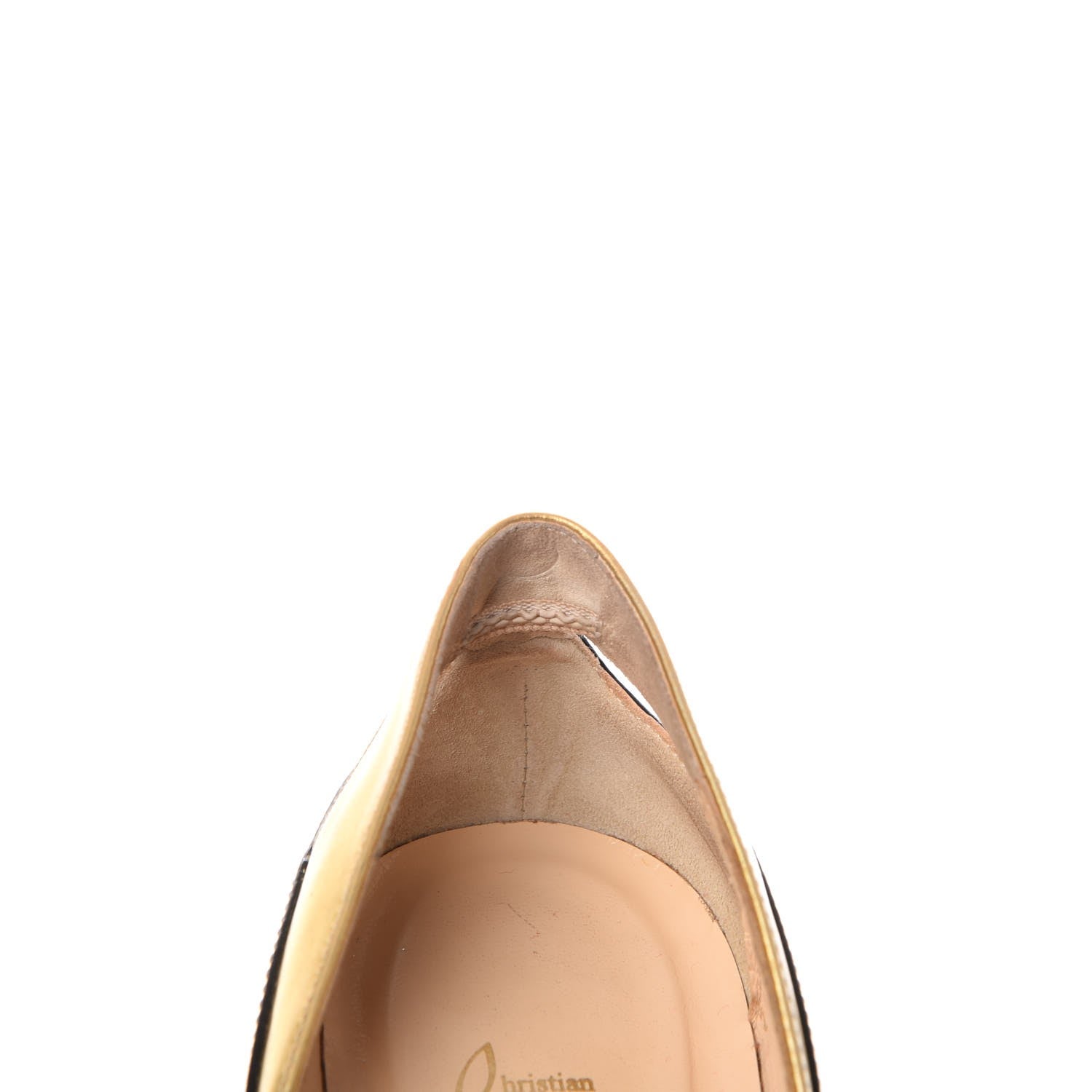 Christian Louboutin Patent Metallic Calfskin Duvette Cutout 120 Pumps 36.5 Black Gold 12 of 22