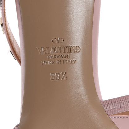 Valentino Garavani Pebbled Calfskin Rockstud Cross Strap 50mm Mules 39 Water Rose 7 of 10