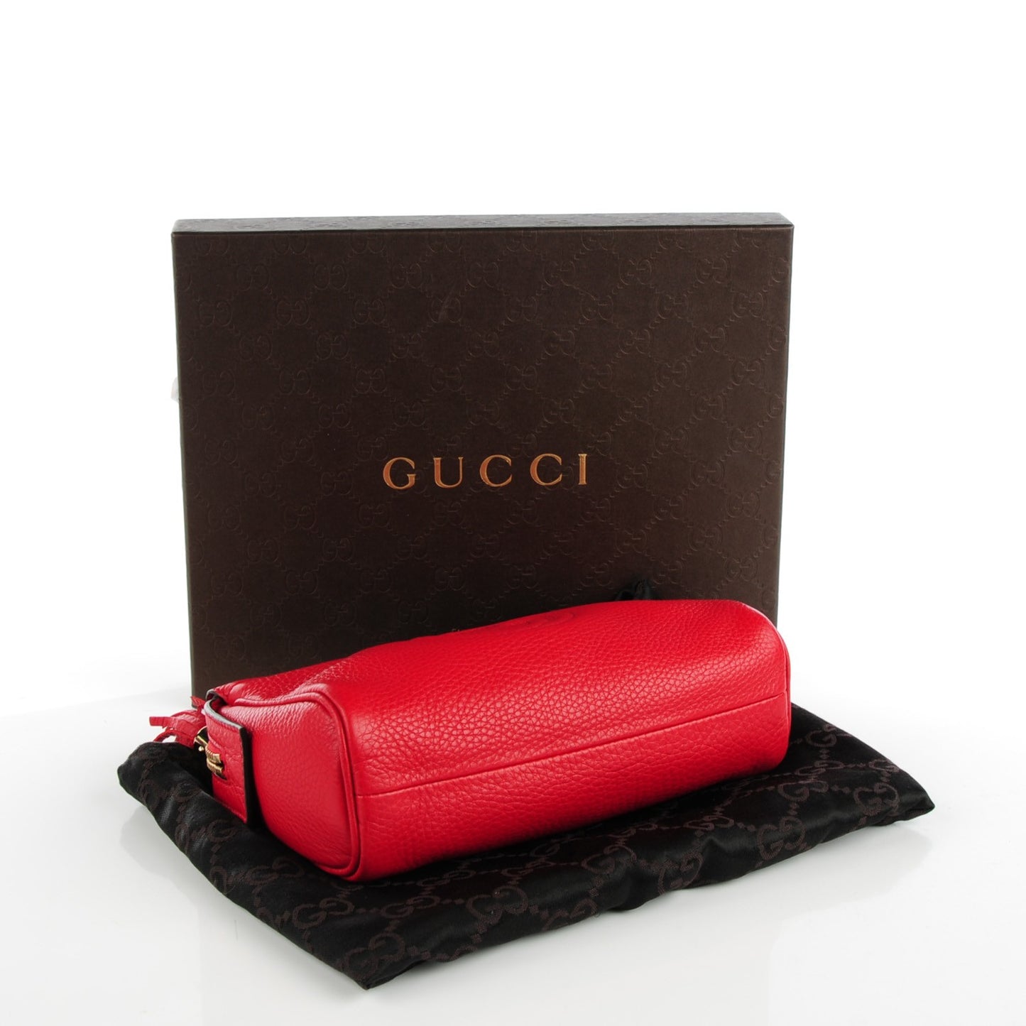 Pebbled Calfskin Soho Cosmetic Case Tabasco Red