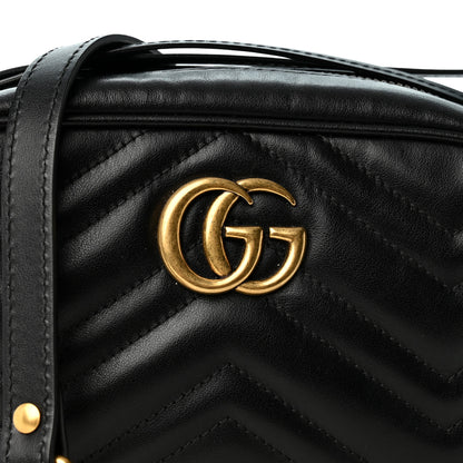 Gucci Calfskin Matelasse Mini GG Marmont Chain Shoulder Bag Black 7 of 9