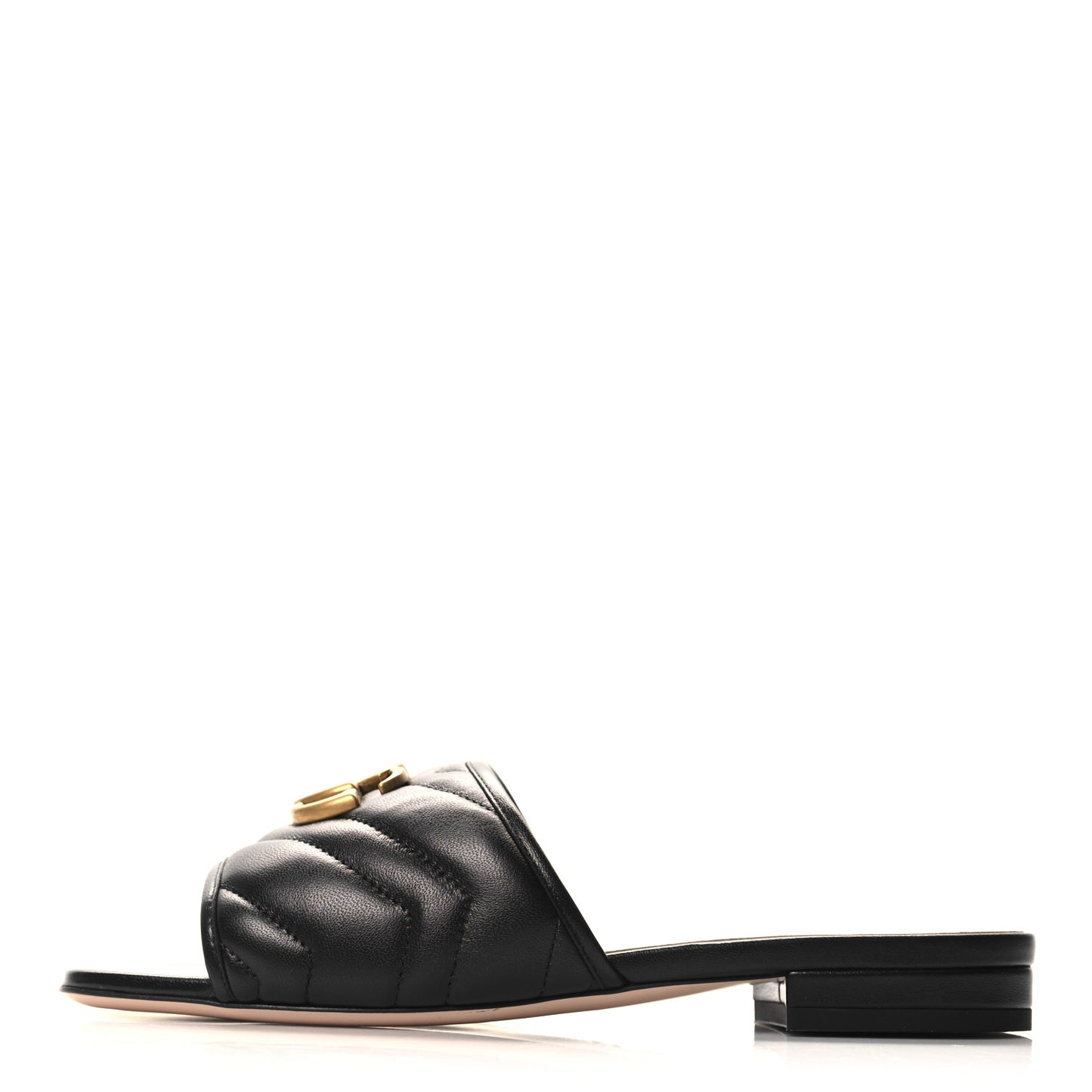 Nappa Matelasse GG Marmont Flat Slide Sandals 36.5 Black
