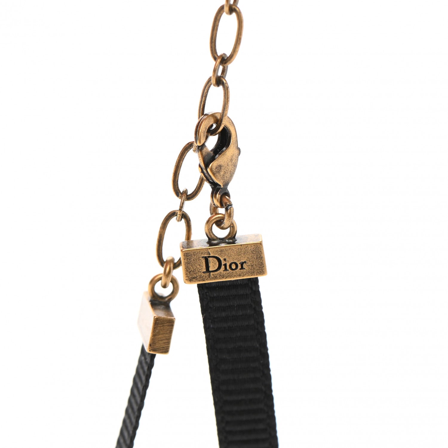 Christian Dior Grosgrain Ribbon Dior Logo Choker Necklace Black 4 of 4