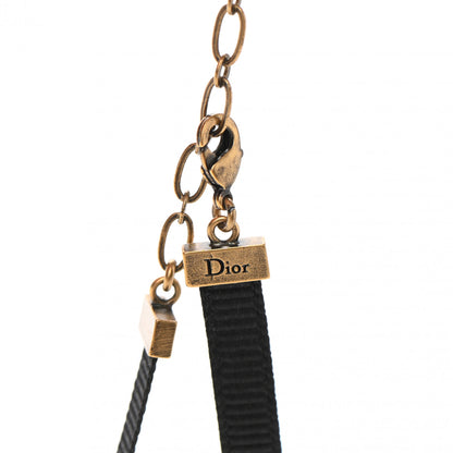 Christian Dior Grosgrain Ribbon Dior Logo Choker Necklace Black 4 of 4