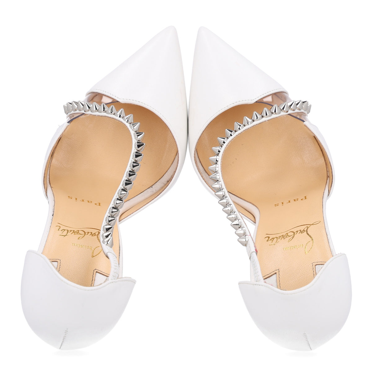 Kid PVC Spike Cross 100 Pumps  35 White Silver