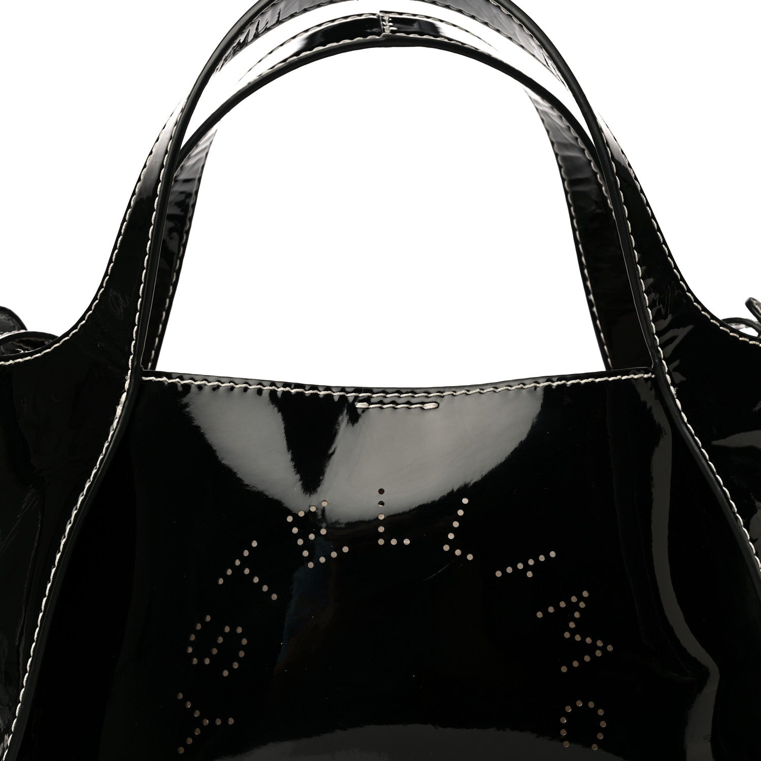 Stella McCartney Patent East West Perforated Tote Black 7 of 9