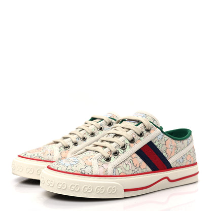 Gucci X LIBERTY OF LONDON Canvas Web Tracy Print Womens 1977 Tennis Sneakers 37 Mint Peach Mystic White 3 of 8