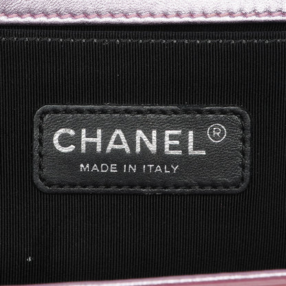 Chanel Metallic Patent Calfskin Quilted Medium Boy Flap Light Pink 6 of 7