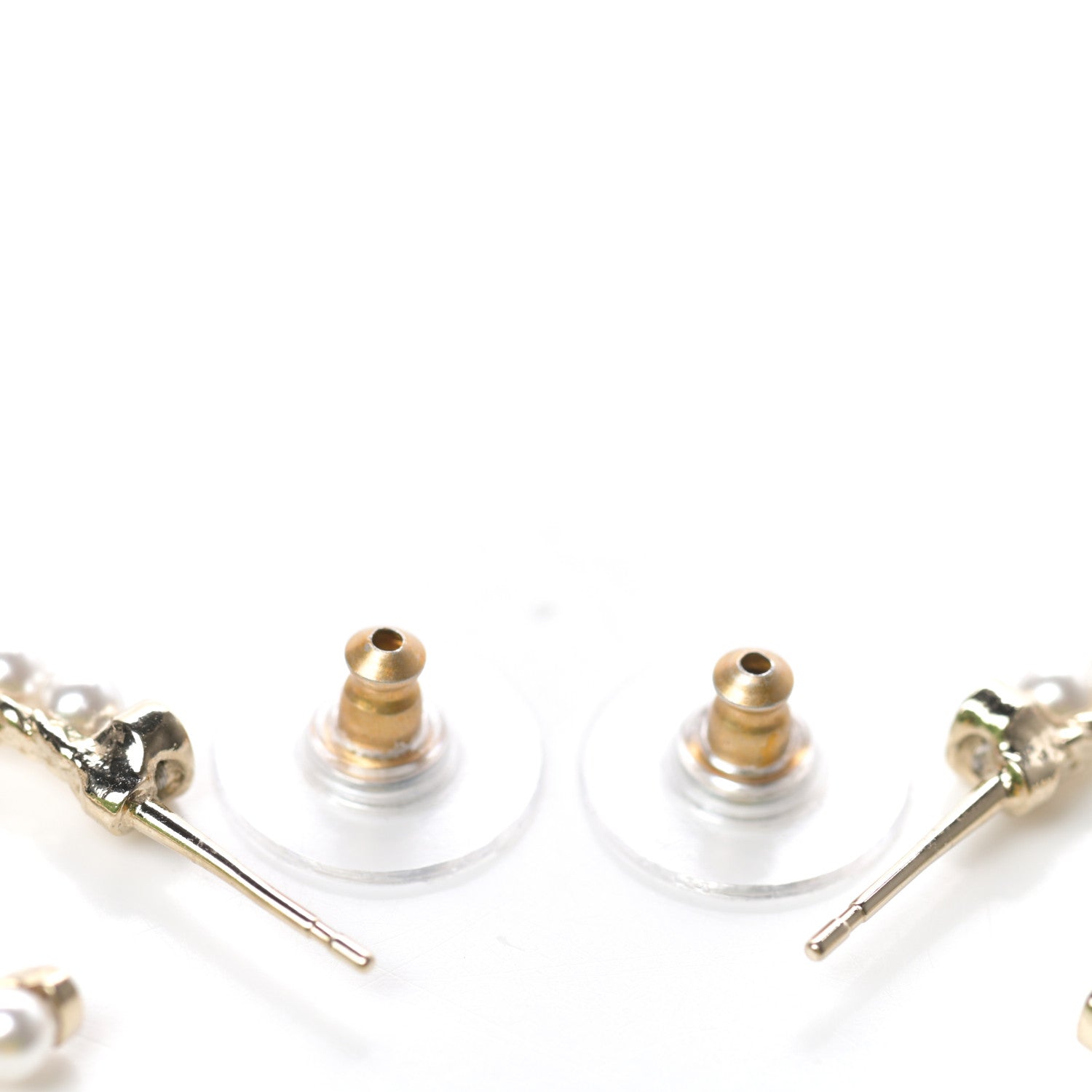 Chanel Pearl Charms CC Hoop Earrings Gold 3 of 4
