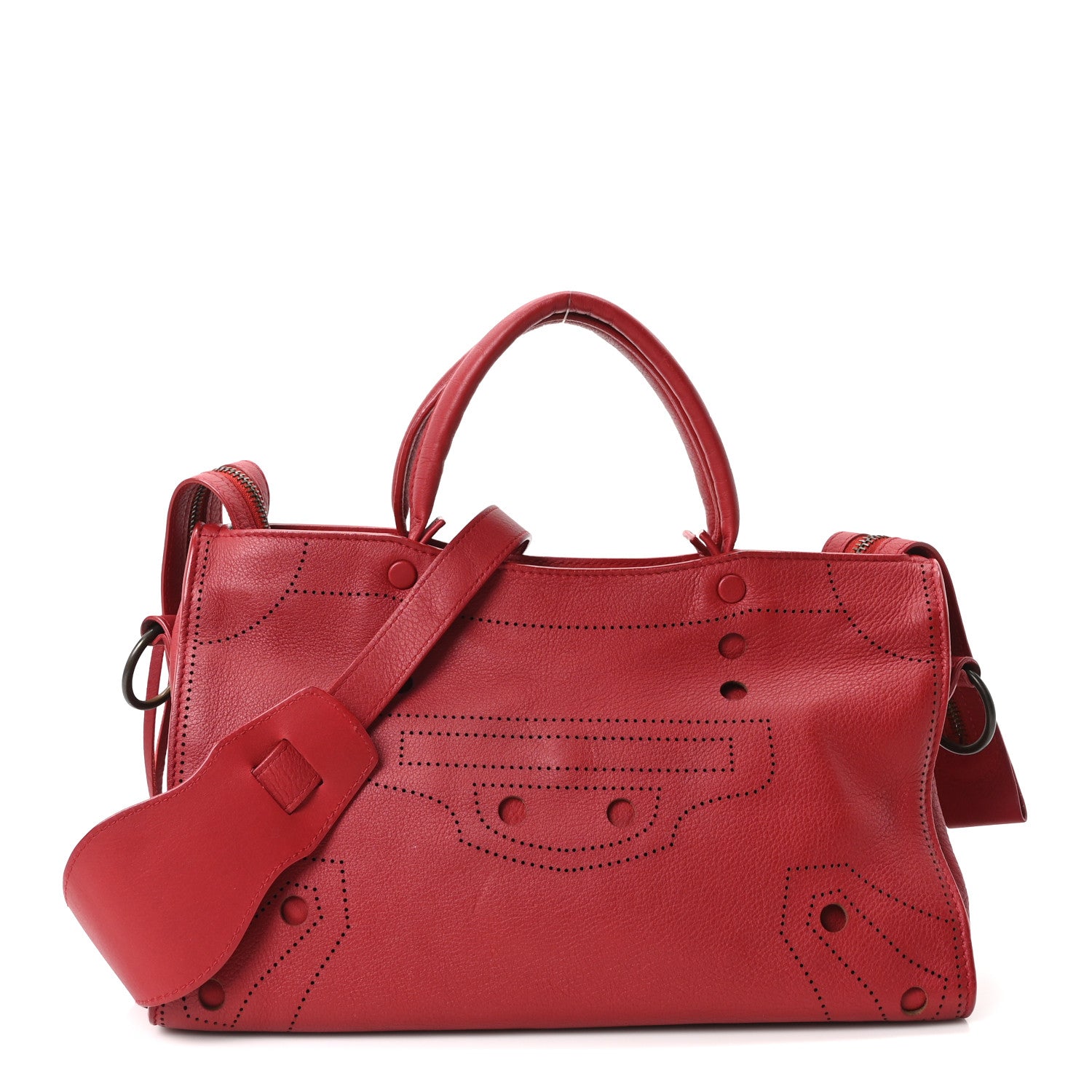 Balenciaga Veau Soyeux Perforated Blackout Hardware S City Rouge Groseille 1 of 11