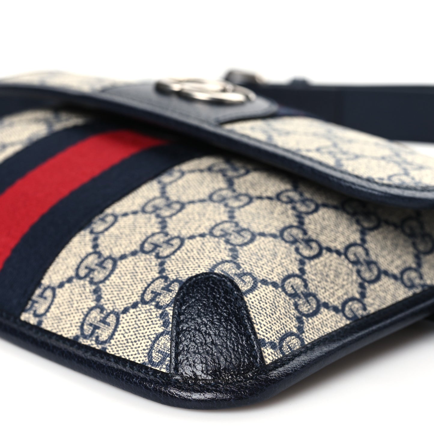 GG Supreme Monogram Web Small Ophidia Belt Bag 120 48 Beige Navy