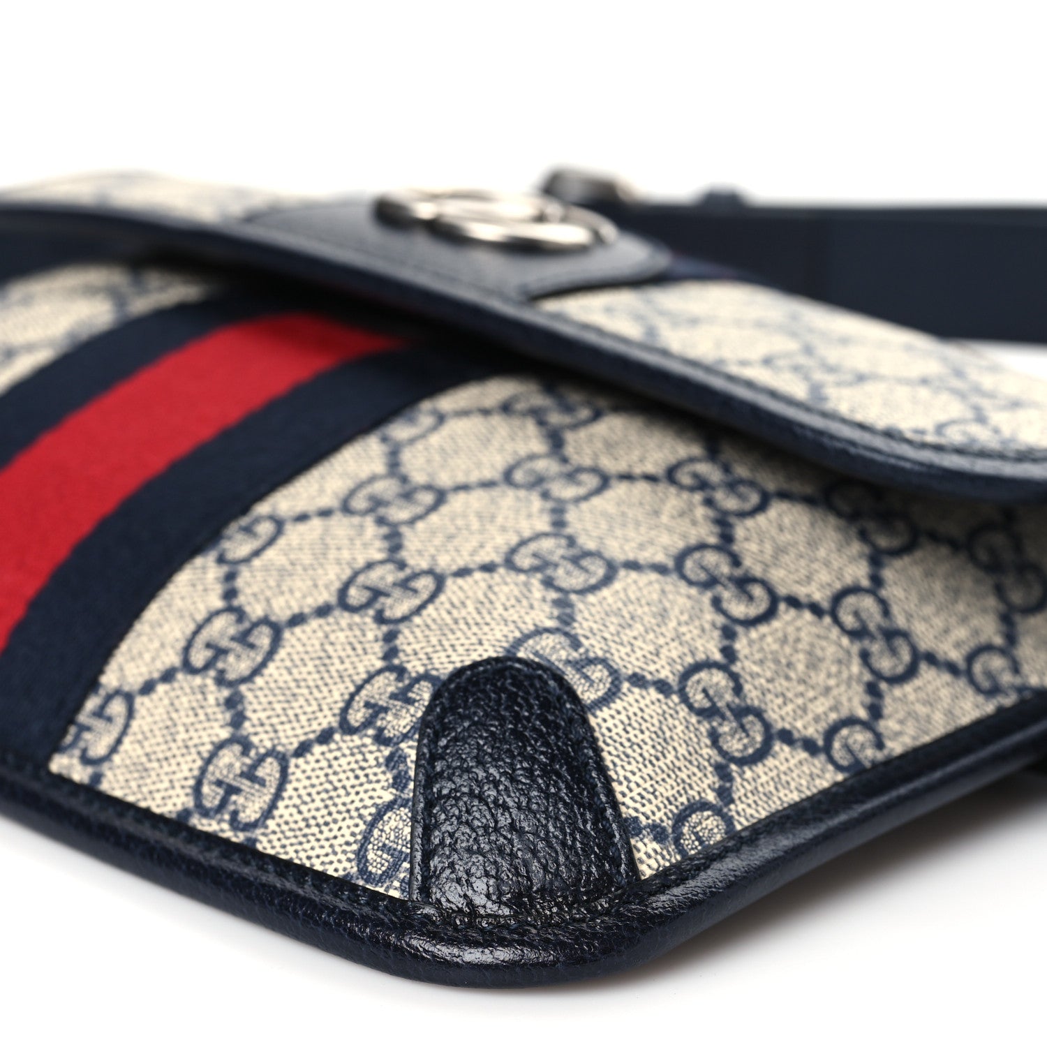 Gucci GG Supreme Monogram Web Small Ophidia Belt Bag 120 48 Beige Navy 10 of 10