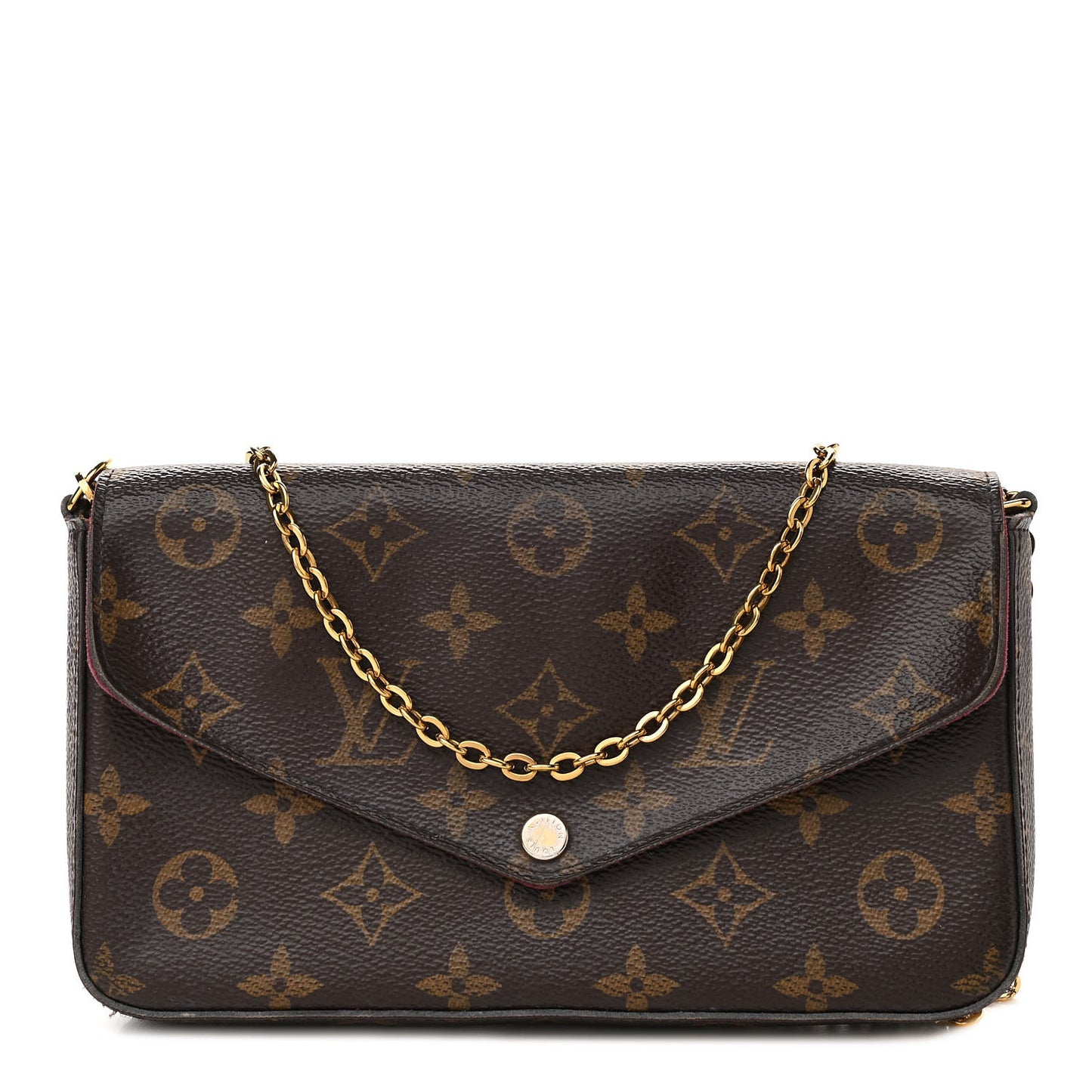 Monogram Pochette Felicie Chain Wallet Fuchsia