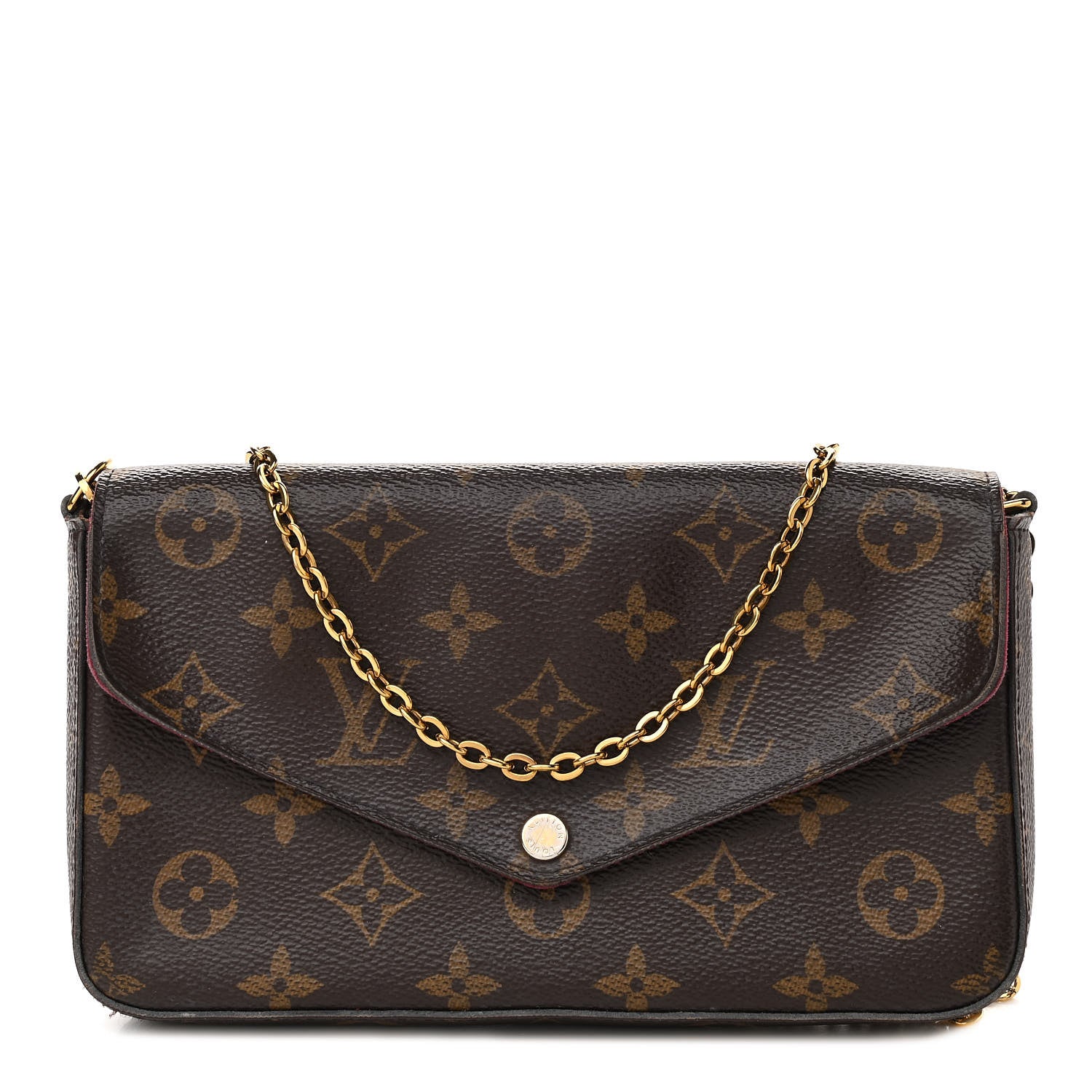 Louis Vuitton Monogram Pochette Felicie Chain Wallet Fuchsia 1 of 12