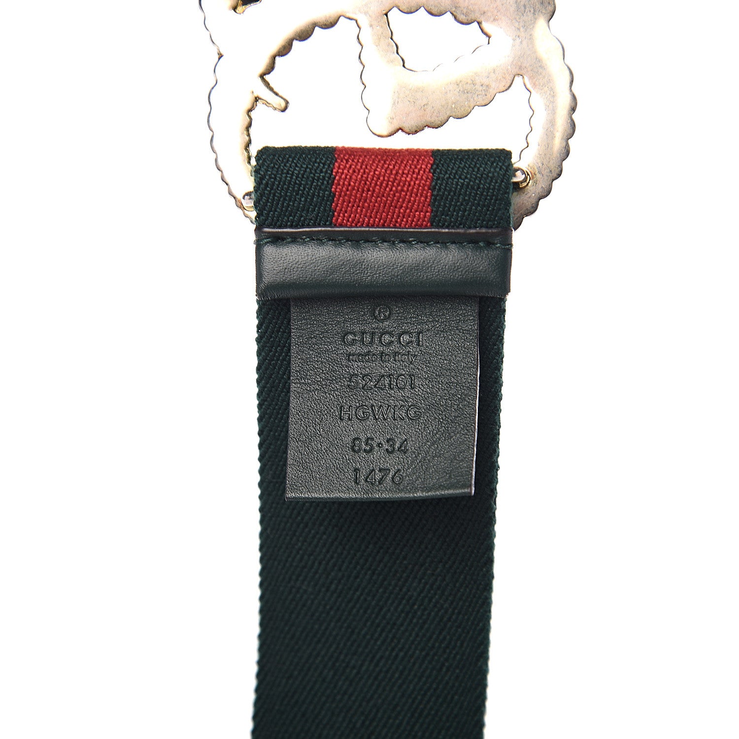 Gucci Canvas Torchon Double G Web Belt 85 34 Verde 3 of 3