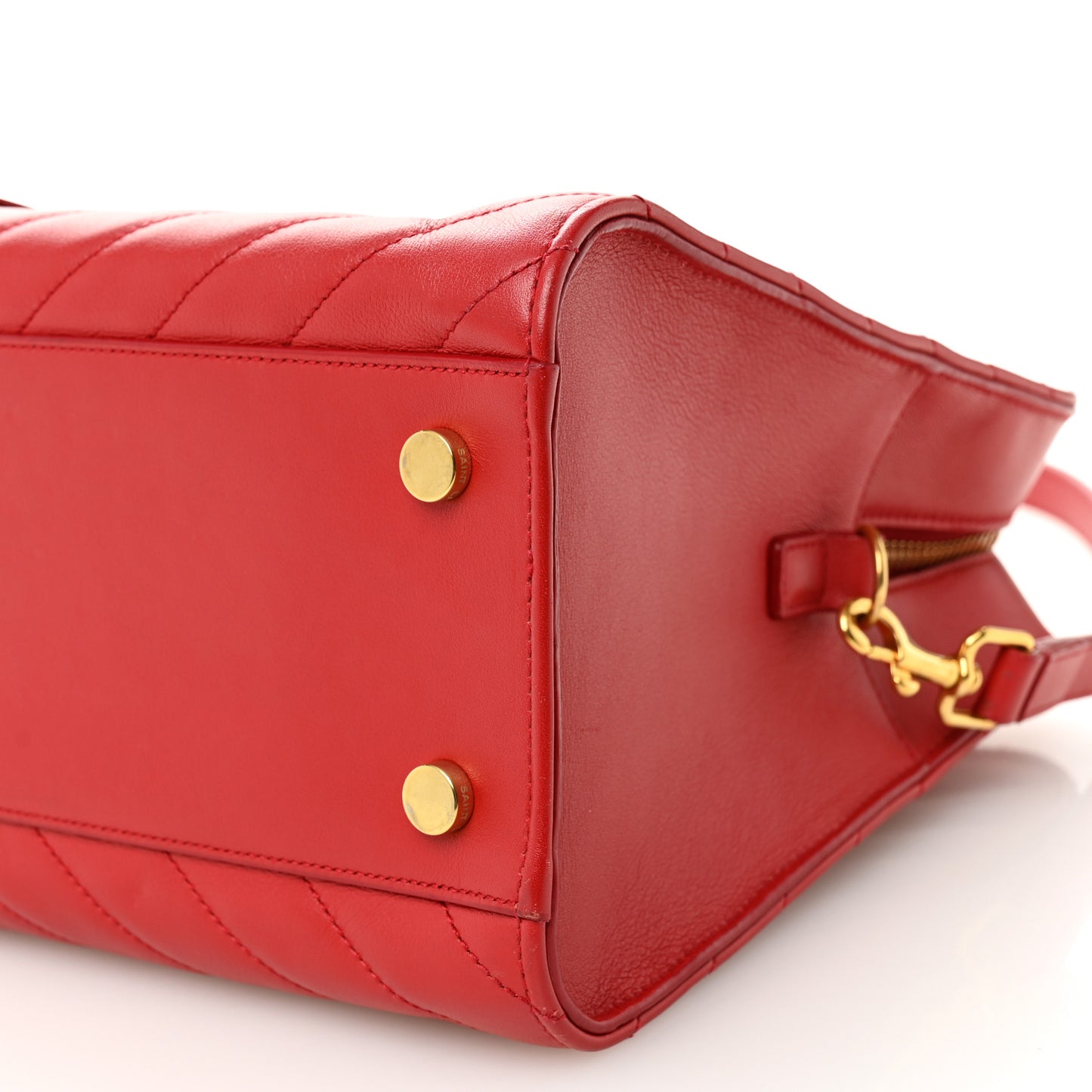 Calfskin Matelasse Chevron Small Monogram Cabas Lipstick Red