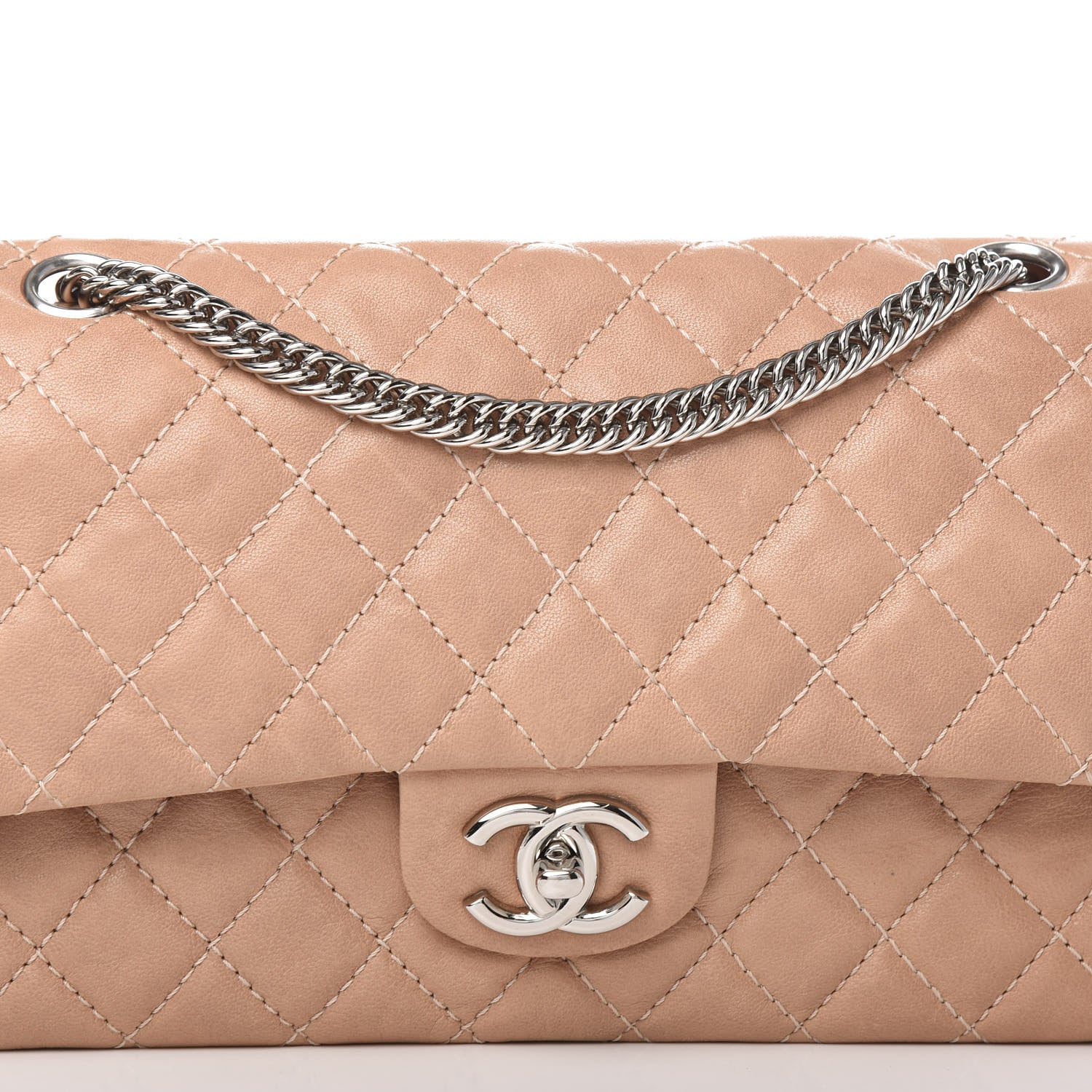 Chanel Washed Lambskin Quilted Medium Double Flap Bijoux Chain Pink 12 of 12