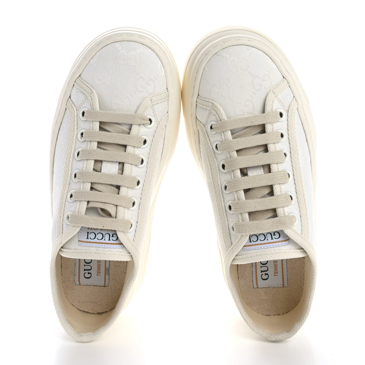 GG Monogram Womens 1977 Tennis Platform 52mm Sneakers 35 Great White Mystic White