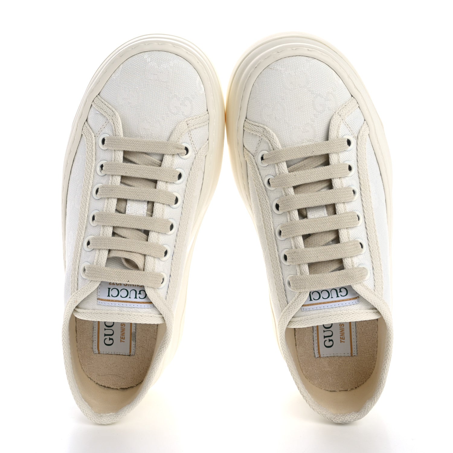 Gucci GG Monogram Womens 1977 Tennis Platform 52mm Sneakers 35 Great White Mystic White 2 of 13