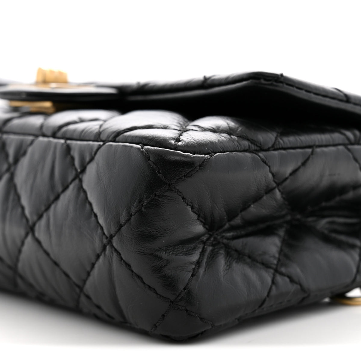 Aged Calfskin Quilted 2.55 Reissue Flap Belt Bag Clutch Black