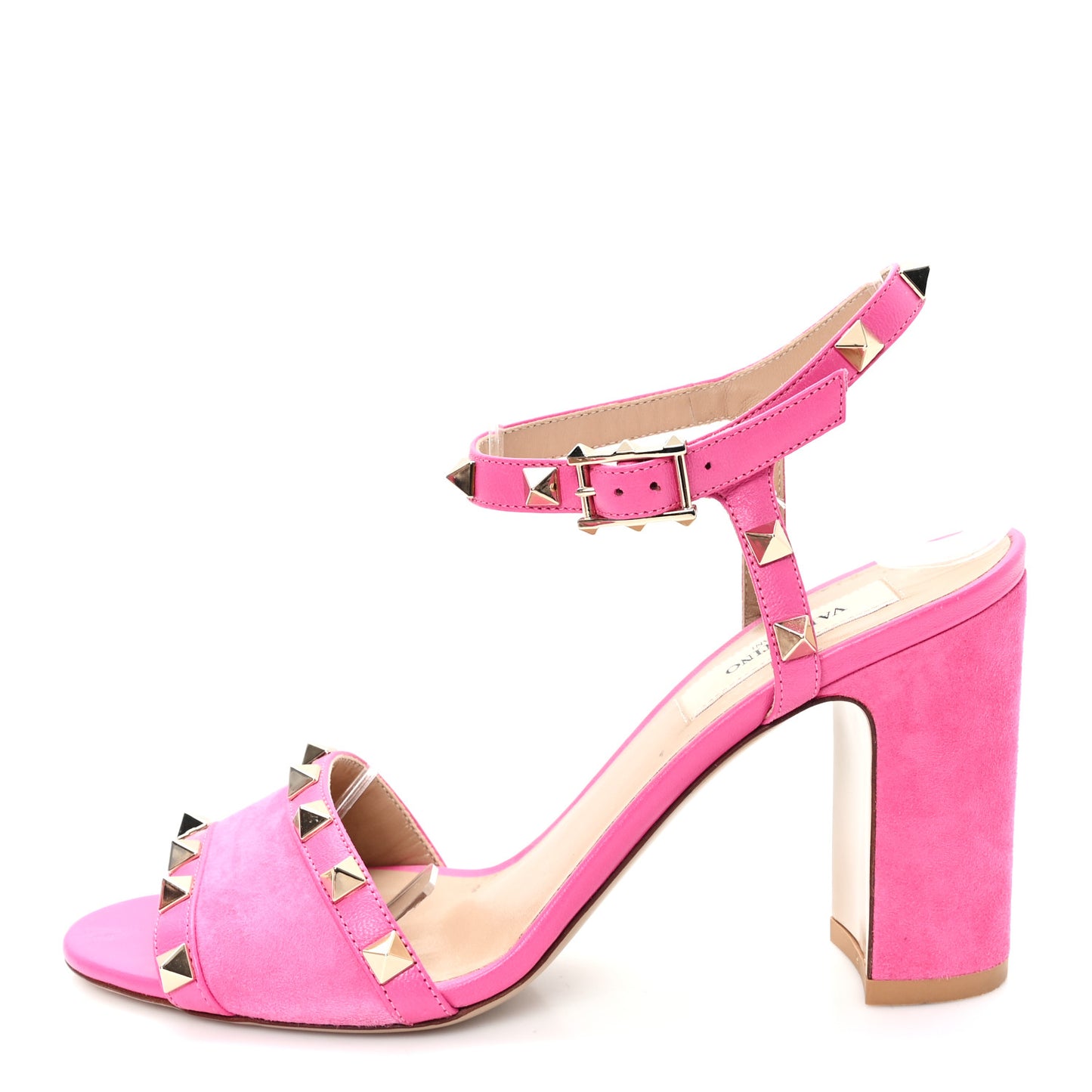 Suede Rockstud Ankle Strap 90mm Sandals 36 Pink Orchid