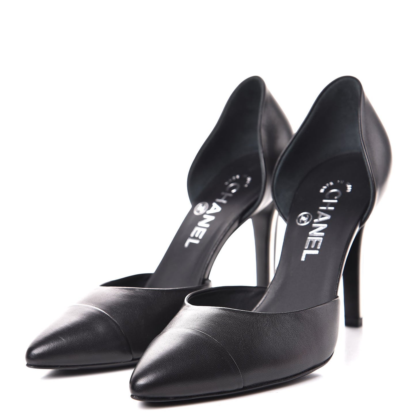 Lambskin Cap Toe d'Orsay Pumps 38 Black