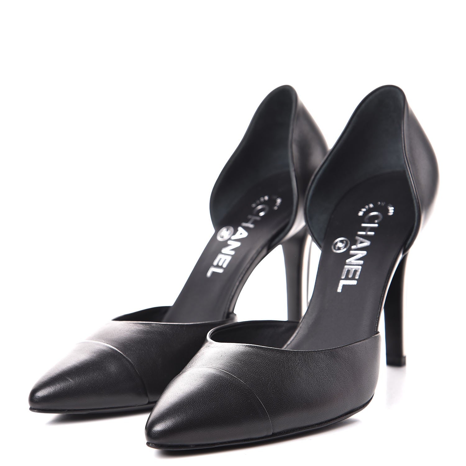 Chanel Lambskin Cap Toe d'Orsay Pumps 38 Black 3 of 9