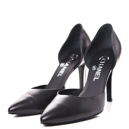 Chanel Lambskin Cap Toe d'Orsay Pumps 38 Black 3 of 9