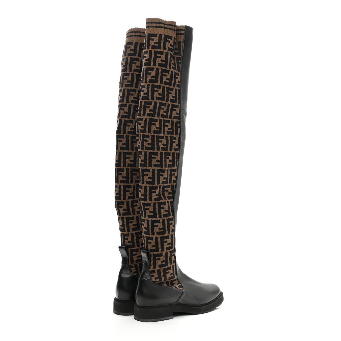 Nappa Microfiber Fabric FF Rockoko Thigh High Boots 40 Black Tobacco