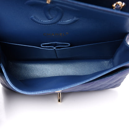 Chanel Iridescent Caviar Quilted Medium Double Flap Dark Blue 5 of 11