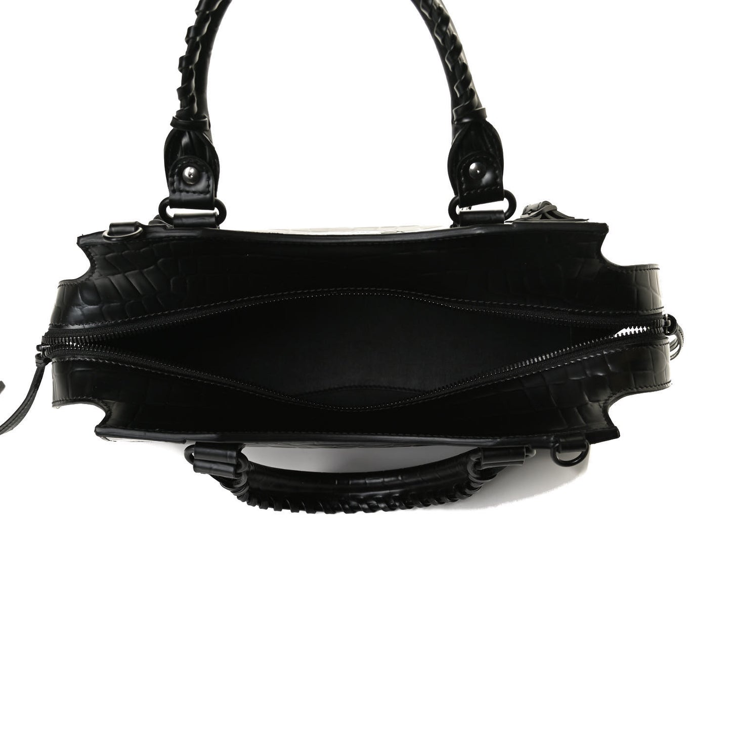 Semi Shiny Calfskin Crocodile Embossed Neo Classic Black Hardware S City Black