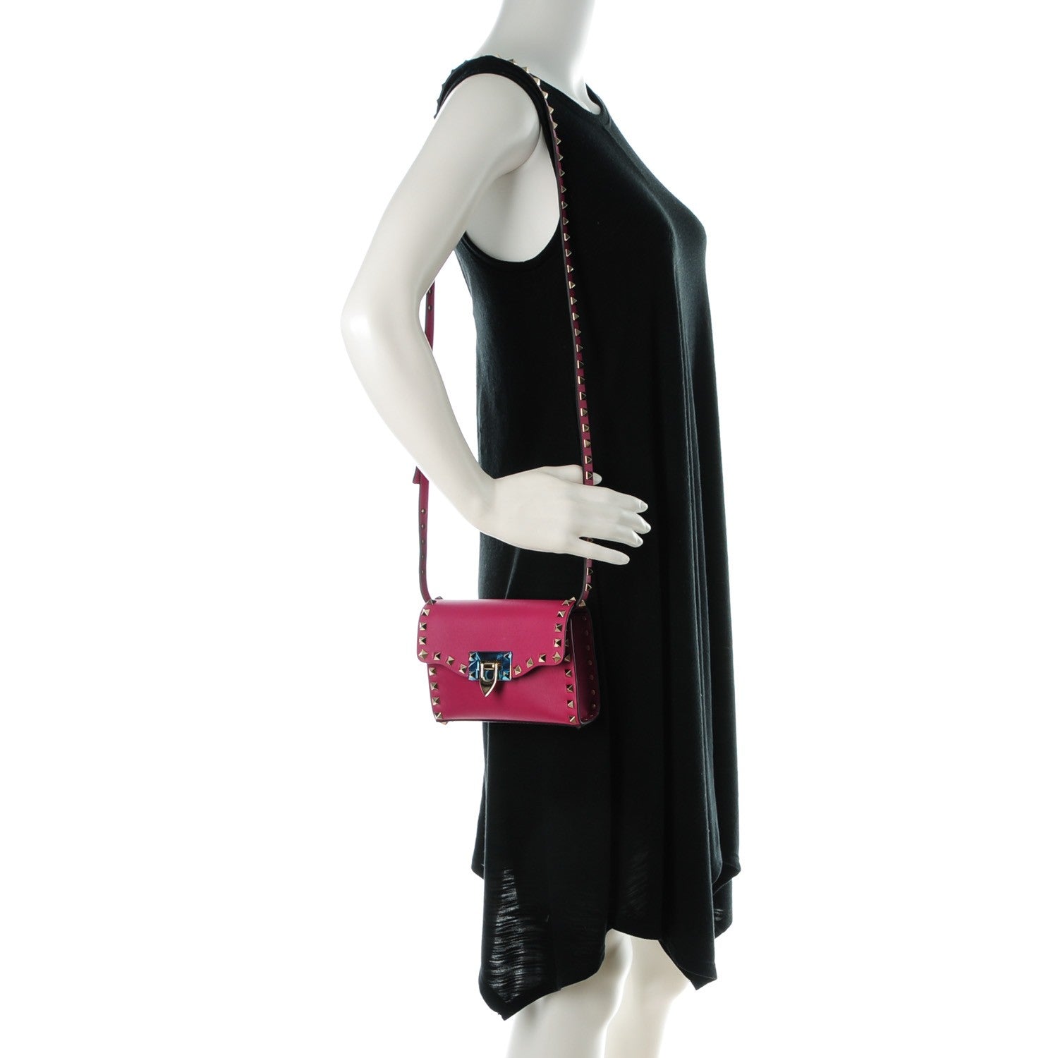 Valentino Garavani Vitello Mini Rockstud Flip Lock Crossbody Bag Deep Cyclamin 2 of 6