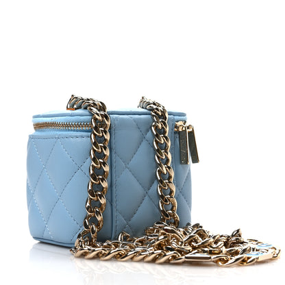 Chanel Lambskin Quilted Enamel Coco Mini Vanity Case With Chain Blue 3 of 10