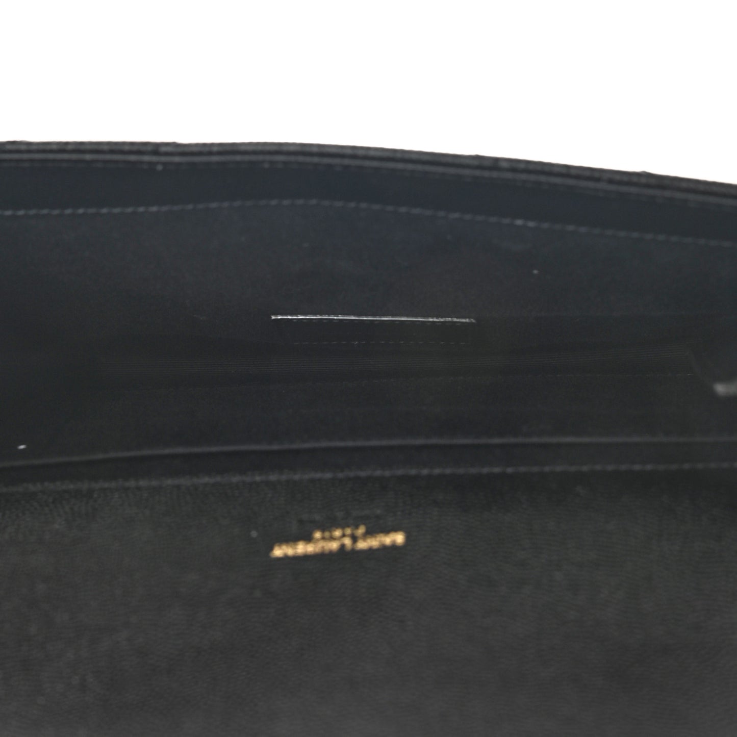 Grain De Poudre Matelasse Chevron Monogram Envelope Clutch Black