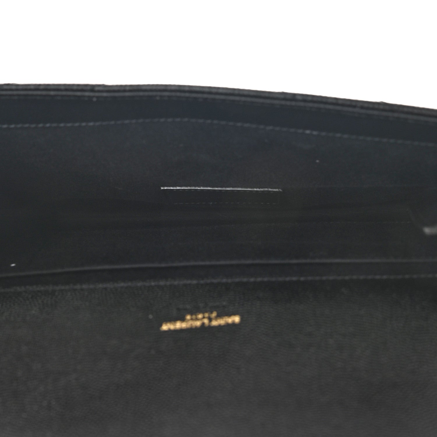 Saint Laurent Grain De Poudre Matelasse Chevron Monogram Envelope Clutch Black 5 of 7