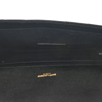 Saint Laurent Grain De Poudre Matelasse Chevron Monogram Envelope Clutch Black 5 of 7