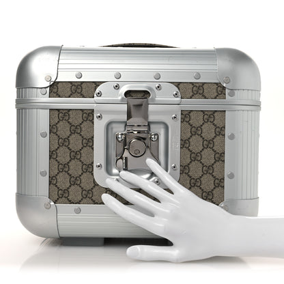 Gucci GG Supreme Monogram Aluminum Porter Beauty Case Silver 2 of 16