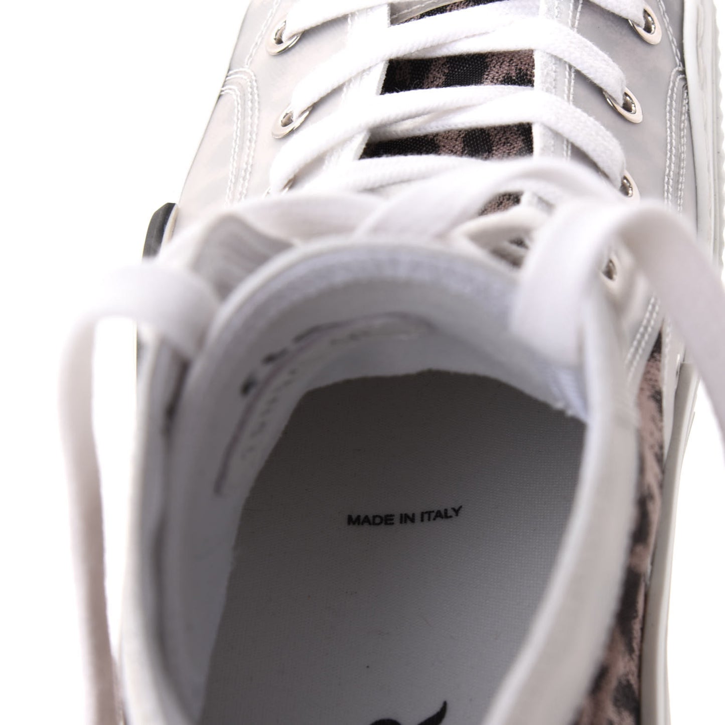 Canvas Leopard Print Mens B23 High Top Sneakers 40 White
