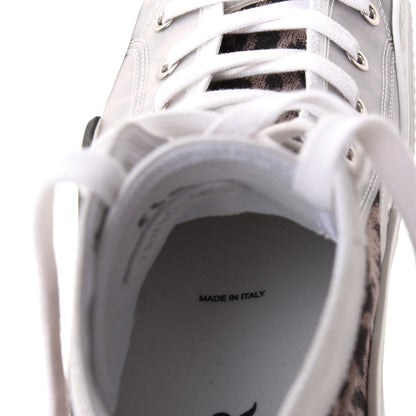 Christian Dior Canvas Leopard Print Mens B23 High Top Sneakers 40 White 8 of 9