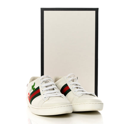 Gucci Calfskin Web Cherry Embroidered Womens Ace Sneakers 37 White 16 of 18