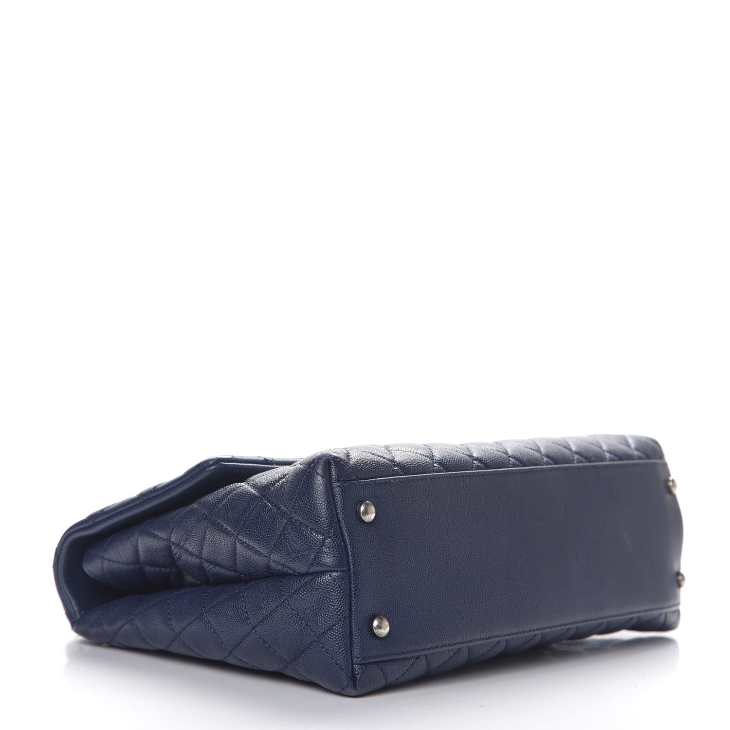 Chanel Caviar Lizard Quilted Medium Coco Handle Flap Navy 3 of 11