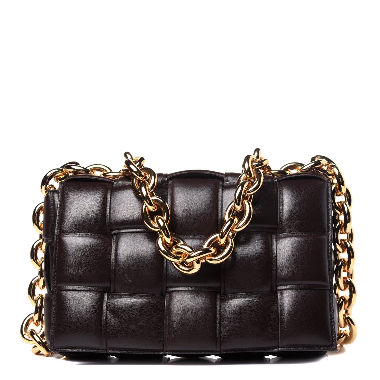 Lambskin Maxi Intreccio Padded Chain Cassette Crossbody Bag Black