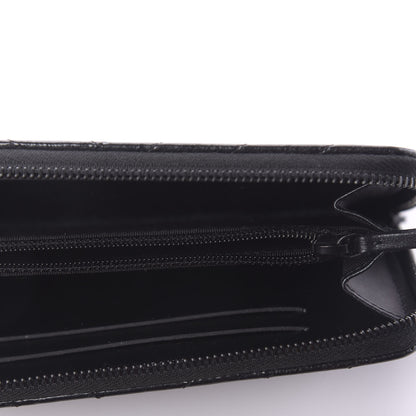 Chanel Metallic Crumpled Patent Calfskin Chevron Quilted Medium Zip Around Wallet Black 5 of 10