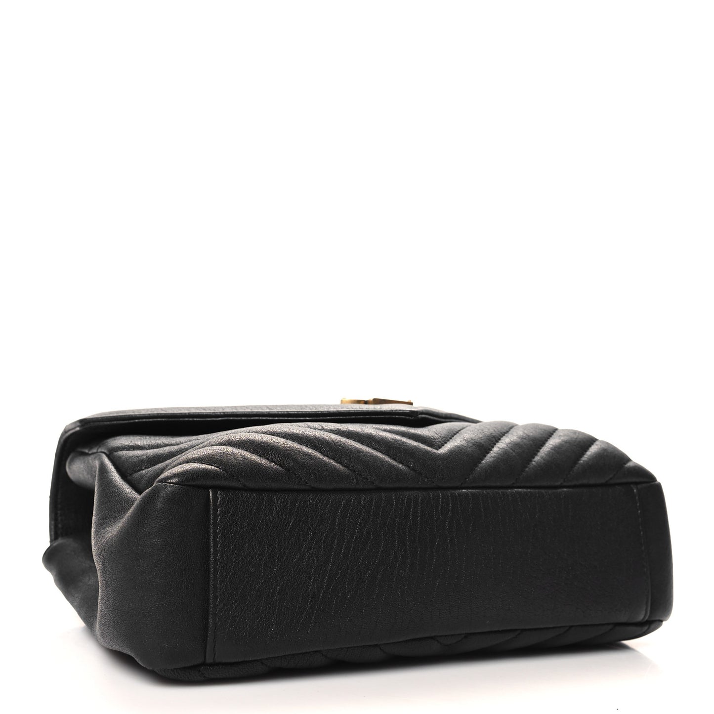 Sheepskin Matelasse Chevron Monogram Medium College Bag Black