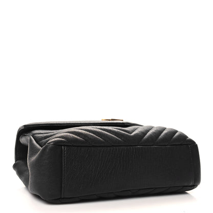 Saint Laurent Sheepskin Matelasse Chevron Monogram Medium College Bag Black 4 of 11