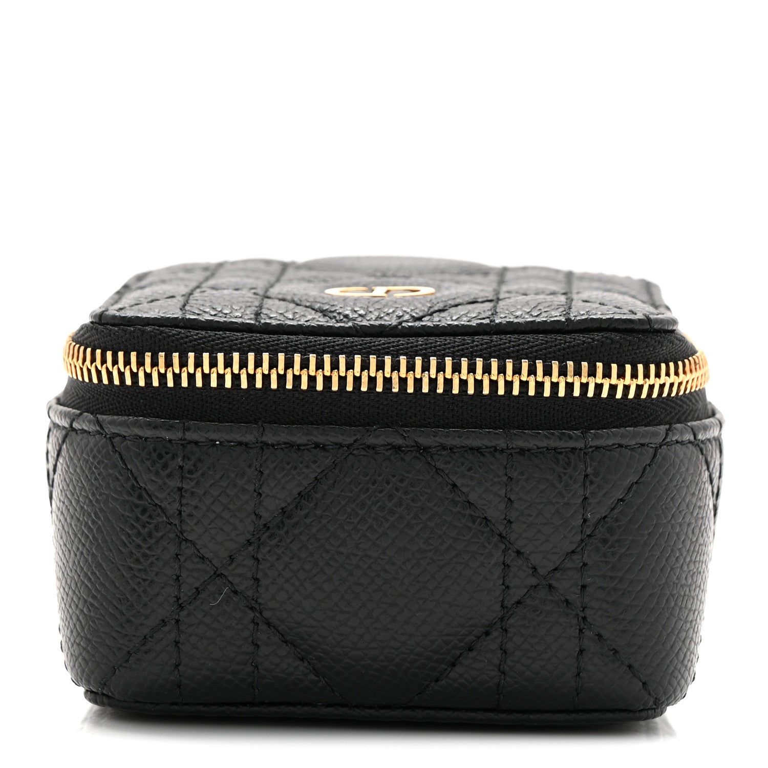 Christian Dior Grained Calfskin Cannage Mini Caro Jewelry Case Black 1 of 7