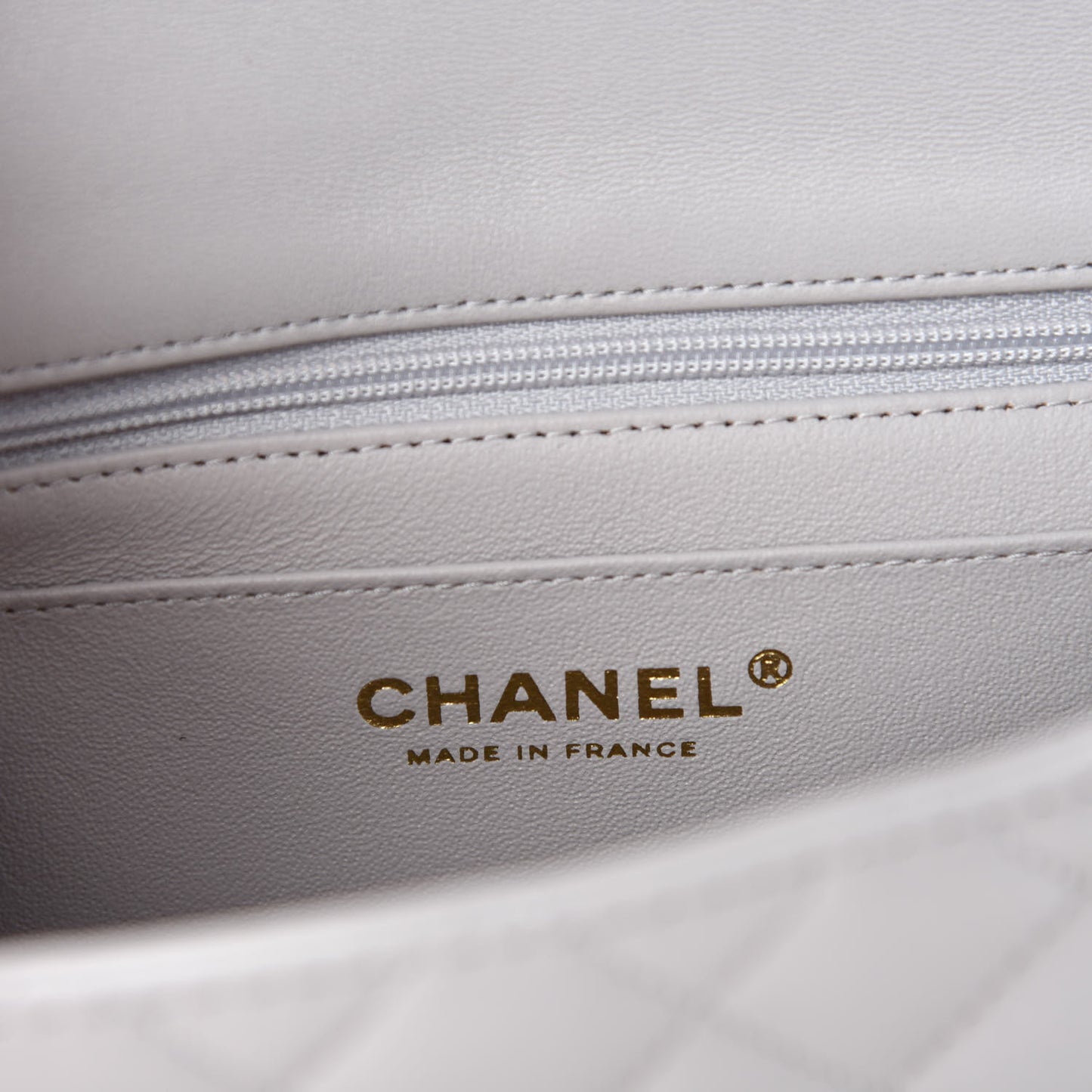 Lambskin Quilted Mini Top Handle Rectangular Flap Grey
